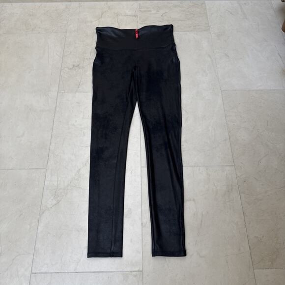 Spanx Leggings Womens Medium M Faux Leather Sculpting Flattering Sleek Pre-Owned - Picture 1 of 3